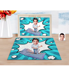 BK Gift Kişiye Özel Erkek Kaptan Karikatürlü 1000 Parça Profesyonel Puzzle-2