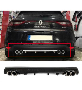 Renault Megane 4 HB Siyah Difüzör Çiftli Yuvarlak Egzoz Görünümlü D Tip Difizör