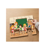 Sınıfta Eğlenen Çocuklar Tasarımlı 24 Parça Ahşap Çocuk Puzzle MPK1120