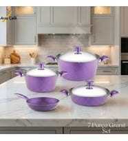 ARZU ÇELİK 7 Parça Granit Set Çelik Kapak - Violet