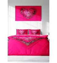 Çift Kişilik ( Lastikli Çarşaflı ) %100 Pamuk Saten Nevresim Takımı Pink Valentine