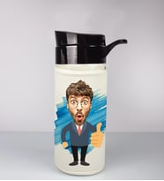 Kişiye Özel Karikatür Tasarım Özel Koruma Kılıflı Cam Matara 95976