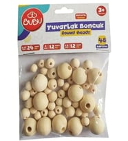 Bubu Yuvarlak Ahşap Boncuk Karışık 48Li - 2 paket