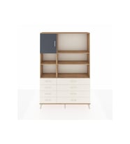 Arges Dolap 7 Raflı 8 Çekmeceli Tek Kapaklı  132x30x195 Çam-Antrasit/Aytaşı