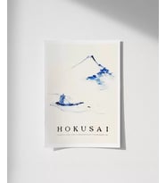 Çerçevesiz Poster Hokusai Fuji Dağı Önünde Teknede Bir Kişi (Çok Renkli)