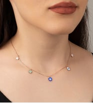 925 Ayar Gümüş Rose Mineli Şans Kolye