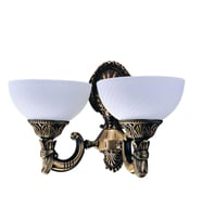 Avize Çarşısı, Omega 2li Beyaz Renkli Cam Başlıklı, Eskitme Antik Renk Metal Gövde, Aplik, BS.3035-52-29B
