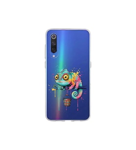 Xiaomi Mi 9 ile Uyumlu Splash Bukalemun Tasarımlı Şeffaf Silikon Kılıf