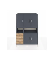 Hyperion Dolap 7 Raflı 4 Çekmeceli 5 Kapaklı 132x44x195 Antrasit-Antrasit/Çam