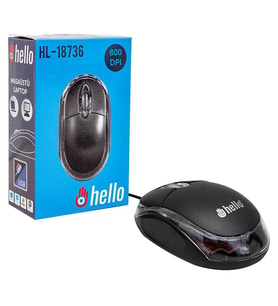 Hello HL-18736 Optik Işıklı Kablolu Mouse - 800 DPI Siyah