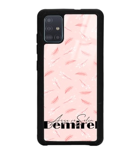 Samsung A51 Uyumlu Pudra Yapraklı Tasarımlı Glossy Telefon Kılıfı
