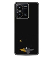 Vivo Y22 Kılıf Silikon Desen Özel Seri Ay ve Kedi 1683