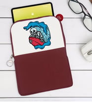 BK Gift Sörfçü İskelet Tasarımlı Taşınabilir Koruyucu Tablet Kılıfı & Organizer Çanta - Bordo-1