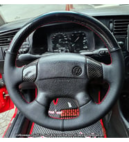 Volkswagen Polo Classic 1998 2000 Golf 3 Uyumlu Dikmeli Direksiyon Kılıfı KRİSTAL NOKTA KIRMIZI İP