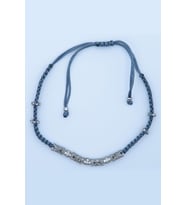 Makrome Bileklik, 925 Ayar Gümüş, Beyaz Zirkon Taş Zincirli Unisex Bileklik (Gri)