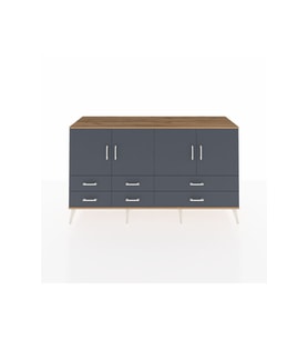 Kronos Konsol 6 Raflı 6 Çekmeceli 4 Kapaklı 176x59x99 Çam-Antrasit