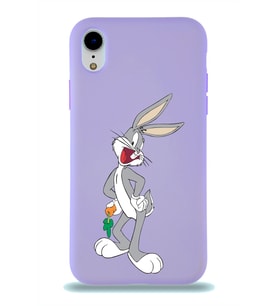 Apple iPhone XR Uyumlu Lansman Kılıf Bugs Bunny Tasarımlı Altı Kapalı İçi Kadife Kaplı  Kapak (Şeffaf)