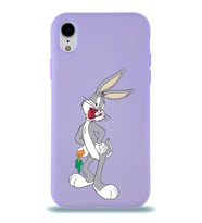 Apple iPhone XR Uyumlu Lansman Kılıf Bugs Bunny Tasarımlı Altı Kapalı İçi Kadife Kaplı  Kapak (Şeffaf)