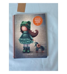 Tilda 16,5x22,5 cm 80 Yaprak Çizgili Karton Kapak Spiralli Defter + 50’den Fazla Sticker