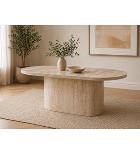 TRAVERTEN MİLANO OVAL ORTA SEHPA