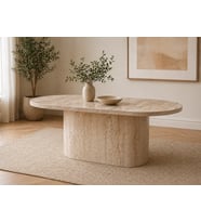 TRAVERTEN MİLANO OVAL ORTA SEHPA