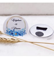 30 Adet Nişan Hediyeliği Buton Açacak Magnet  Sarı Çiçekliı Uv Baskılı-