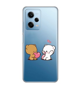 Redmi Note 12 Pro 5G Uyumlu Kalpli Ayıcıklar Tasarımlı Şeffaf Telefon Kılıfı