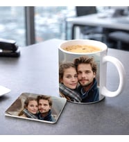 Kişiye Özel Fotoğraf Baskılı Kupa Bardak ve Bardak Altlığı Hediye Seti Kupa Bardak & Bardak Altlığı Kombini