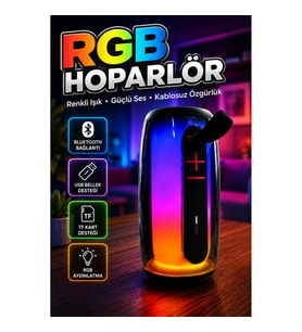 RGB LED Işıklı Bluetooth Hoparlör Kablosuz Taşınabilir Müzik Çalar USB TF Kart AUX Destekli