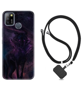 INFINIX Smart 4 5 6 Zero 8 S5 Pro Kılıf Boyun Askılı Silikon Black Purple Wolf 1791