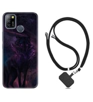 INFINIX Smart 4 5 6 Zero 8 S5 Pro Kılıf Boyun Askılı Silikon Black Purple Wolf 1791