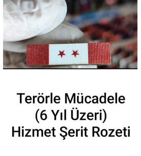 Terörle Mücadele Hizmet Şerit Rozeti Iki Yıldız (6 Yıl Üzeri Görev Yapmış) (Çok Renkli)