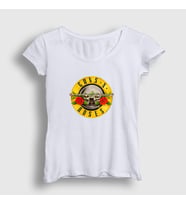 Presmono Kadın Beyaz Logo Guns N' Roses T-Shirt 58432tt (Beyaz)