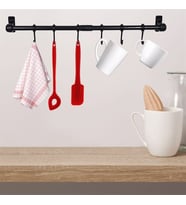 BUFFER® Duvara Monte Edilen 6 Kancalı Dekor Kaşıklık ve Kupa Askısı (Mavi)