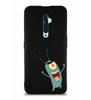 Oppo Reno 2Z Soft Premier Kapak Plankton Tasarımlı Silikon Kılıf - Siyah (Şeffaf)