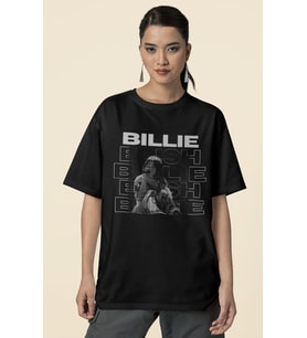 Tasarım Billie Eilish Baskılı Unisex Oversize Şarkıcı Tişört