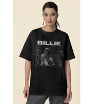 Tasarım Billie Eilish Baskılı Unisex Oversize Şarkıcı Tişört