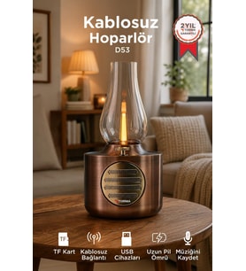 Torima Bluetooth Hoparlör Vintage Gaz Lambası Işıklı Şarjlı Speaker D53 Bakır
