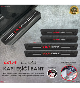 Kia Ceed  Logolu Karbon Kapı Eşiği Koruyucu Suni Deri 4'lü Set
