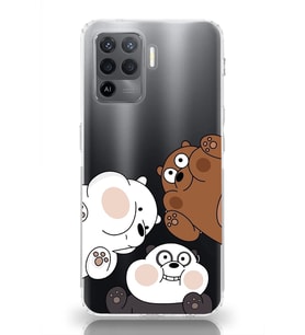 Oppo Reno 5 Lite Uyumlu Kafadar Ayılar Desenli Şeffaf Telefon Kılıfı