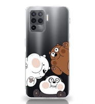 Oppo Reno 5 Lite Uyumlu Kafadar Ayılar Desenli Şeffaf Telefon Kılıfı