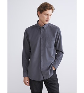 LCWAIKIKI Classic Gri Regular Fit Uzun Kollu Kadife Erkek Gömlek