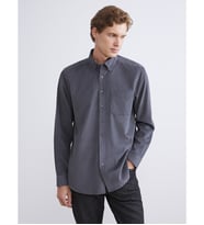 LCWAIKIKI Classic Gri Regular Fit Uzun Kollu Kadife Erkek Gömlek