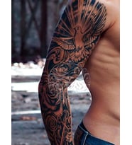 GZQB-053 YARI KALICI GÜVERCİN GÖZ GÜL VE ÇAPA DESEN KOL DÖVMESİ-TATTO
