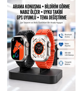 Yeni Model Akıllı Saat Ultra Smart Watch Gümüş Kasa 45mm Titreşim