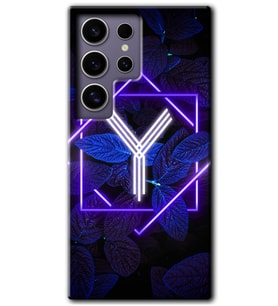 Galaxy S24 Ultra Kılıf HD Desen Baskılı Kılıf - Dark Neon Yaprak Y Harfi
