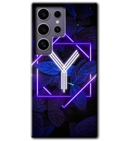 Galaxy S24 Ultra Kılıf HD Desen Baskılı Kılıf - Dark Neon Yaprak Y Harfi