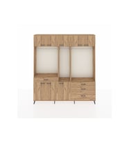 Arges Gardrop 8 Raflı 4 Çekmeceli 3 Askılı 220x30x243 Çam-Çam