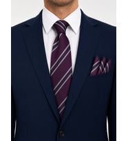 Brianze 8 Cm Bordo Lacivert Çizgili Kravat Mendil Set