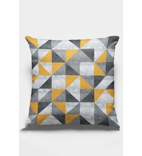 Sarı Geometrik Desen Çift Taraf Yastık Kırlent Kılıfı KRL380